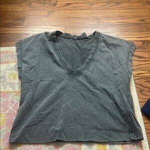 Zara Gray V-Neck Top